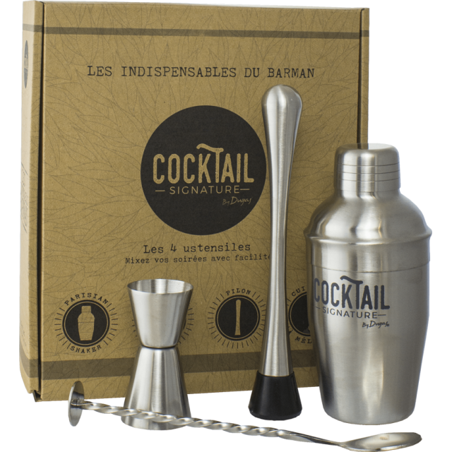 Coffret 4 ustensiles cocktails barman